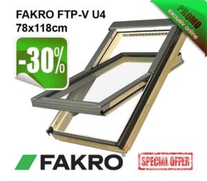 Fereastra mansarda FAKRO FTP-V U4 3 sticle (78x118cm)
