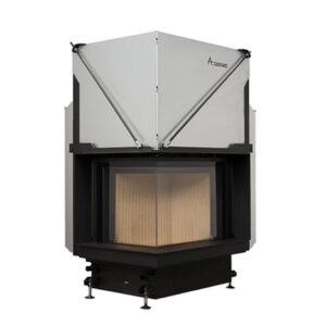 Focar de șemineu - Quattro 70 L Premium Edition – Colț panoramic stânga, 2 suprafețe vitrate, 13 KW, randament >80%