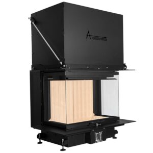 Focar de șemineu - Crystal 80 MAX German Edition – Geam panoramic 3 suprafețe vitrate, 13 KW, randament 85%